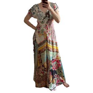 Sundance Sz S Silk Bohemian Printed Colorful Flowy Feminine Maxi Dress